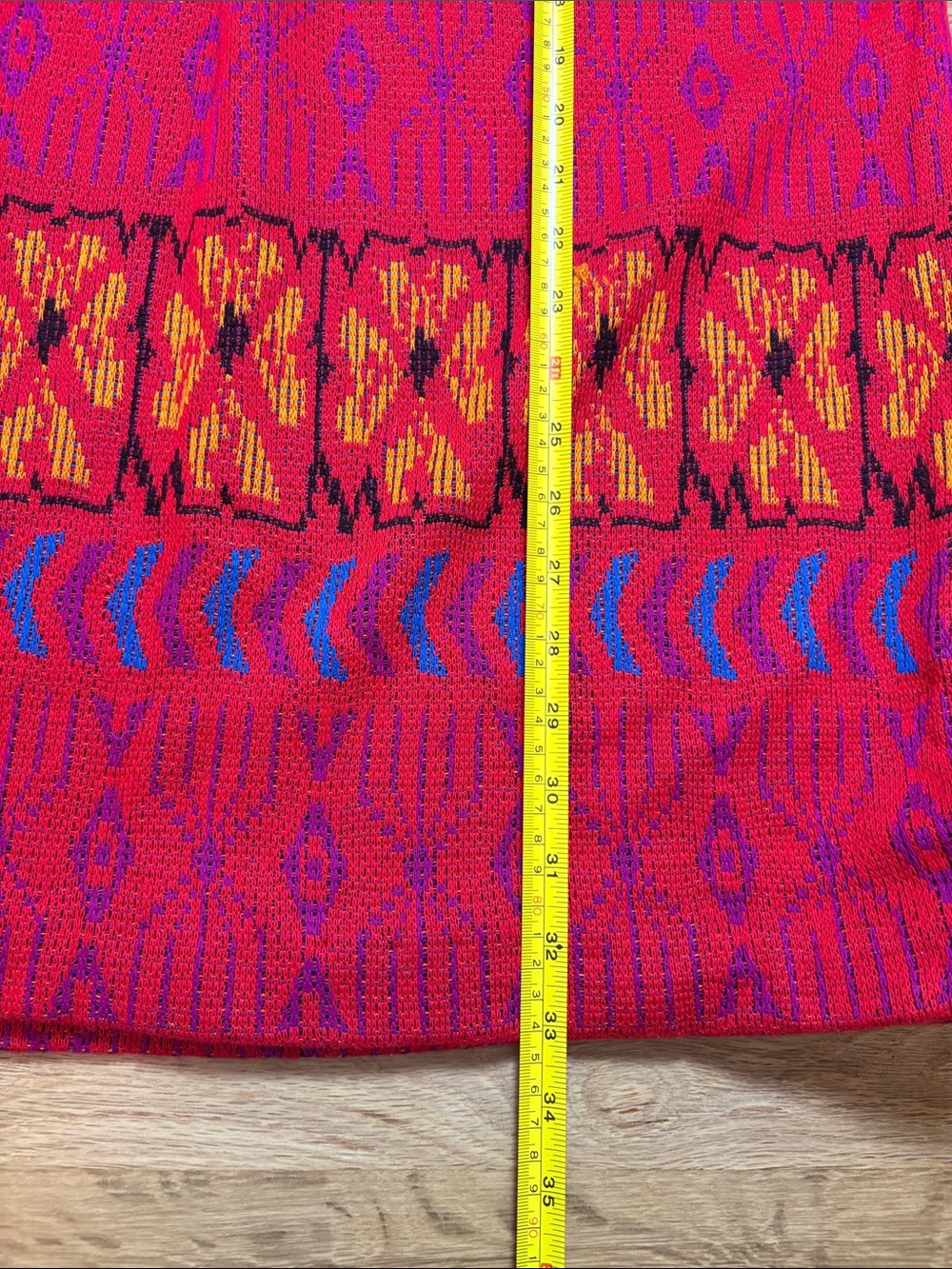 Vibrant Red Patterned Knit Maxi Skirt - Picture 7 of 13